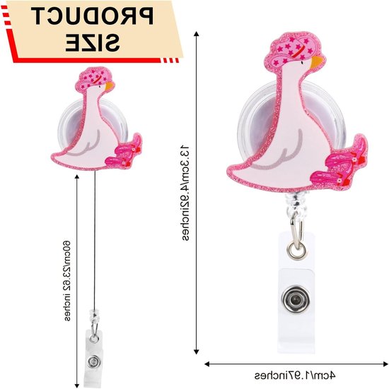 Grappige en Schattige Badge Reel voor Verpleegkundigen, Artsen en Onderwijzers - Retractable ID Houder met Alligator Clip Accessoires — afbeelding 5