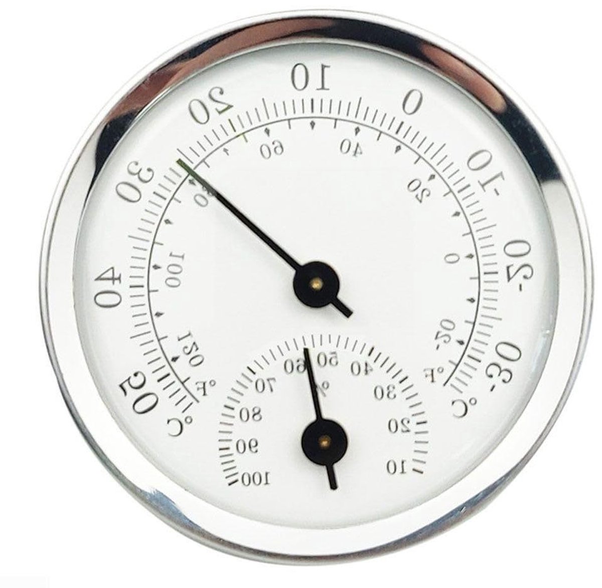 Hygrometer Thermometer - Temperatuur Vochtigheid Meter - Binnenklimaat Monitoren - Aluminium Legering Body - 57 mm - Wit