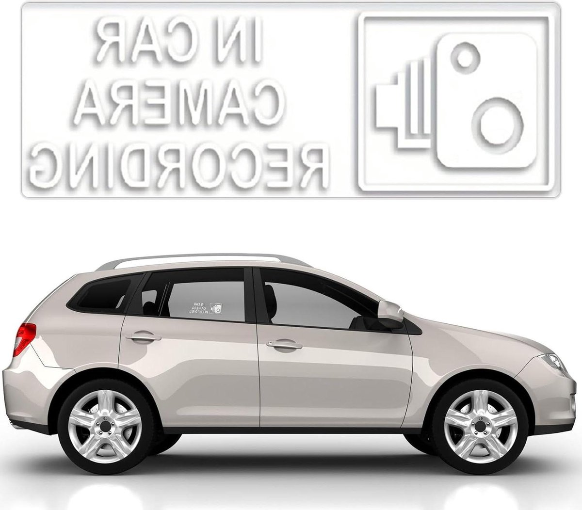 Veiligheidssticker Camera - Waarschuwingssticker Auto - Diefstalpreventie Voertuig - Opvallend Ontwerp - 1 Stuk - Zwart