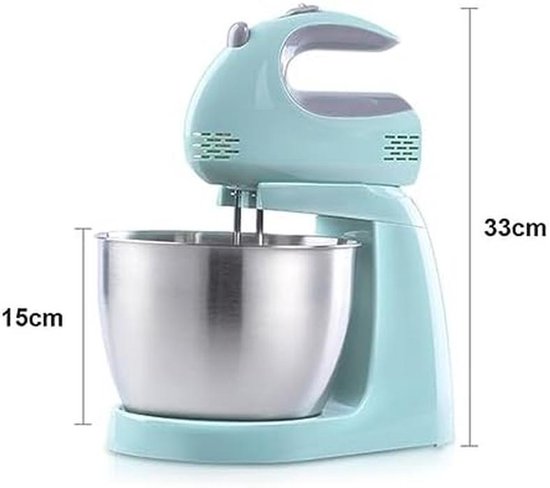 Elektrische Handmixer - Keukenmixer - Bakken en Koken - 2-in-1 Ontwerp - 3 Liter Kom - Wit — afbeelding 4