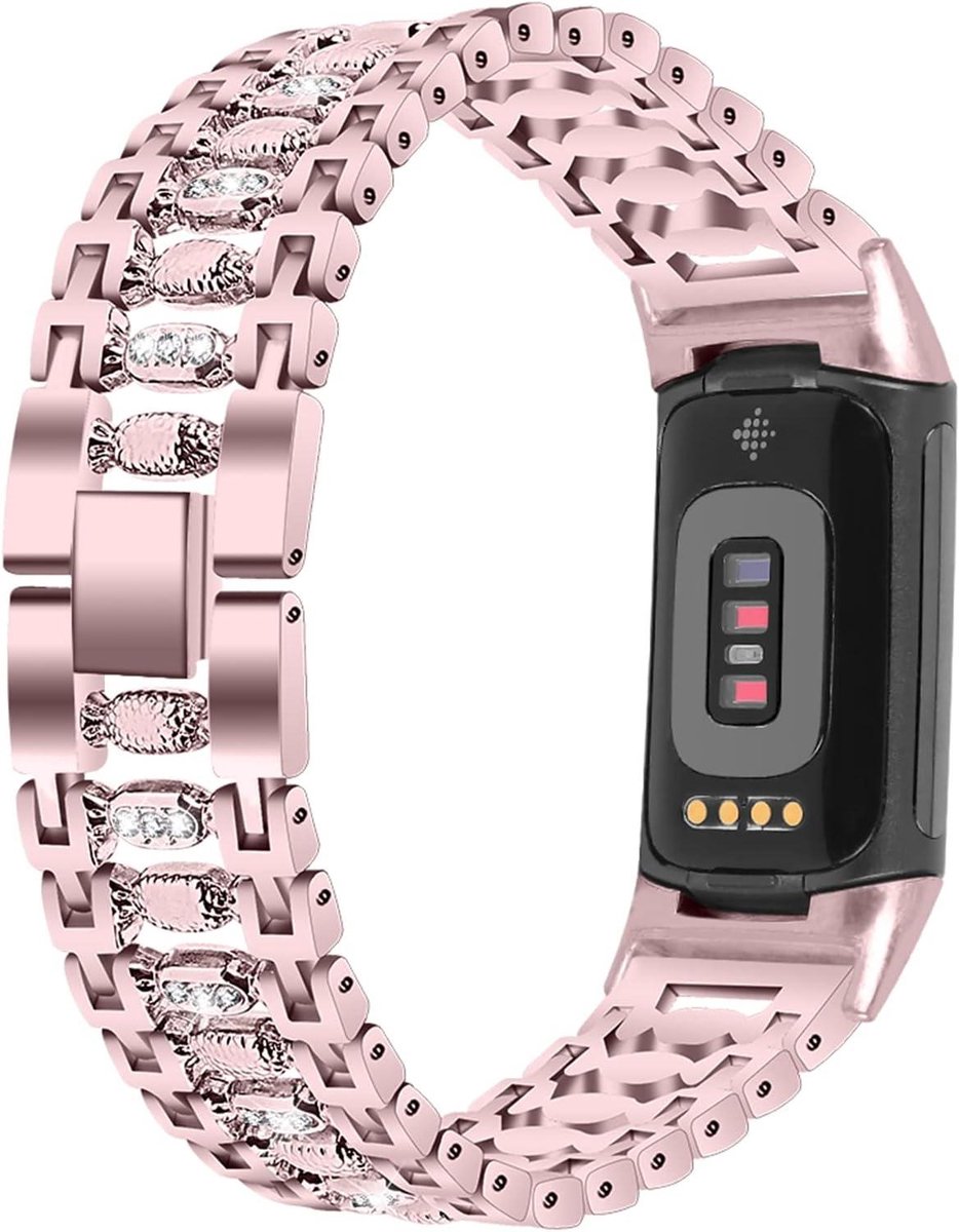 Metalen Band - Strass Armband - Smartwatch Versieren - Verstelbare Lengte - 5.5-7.6 Inch - Zilver