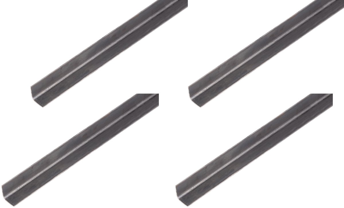 Alberts 4 x hoekprofiel, blank staal, 15 x 15 x 1,2 mm, lengte 1 m