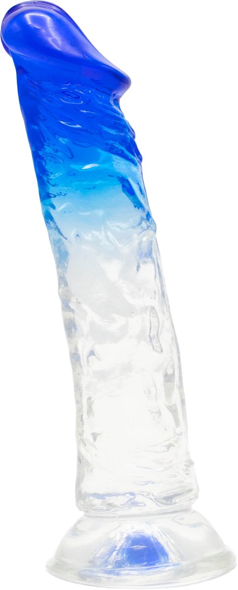 Deep Desire - Transparante Dildo - TPR - 22 cm - Transparant/Blauw