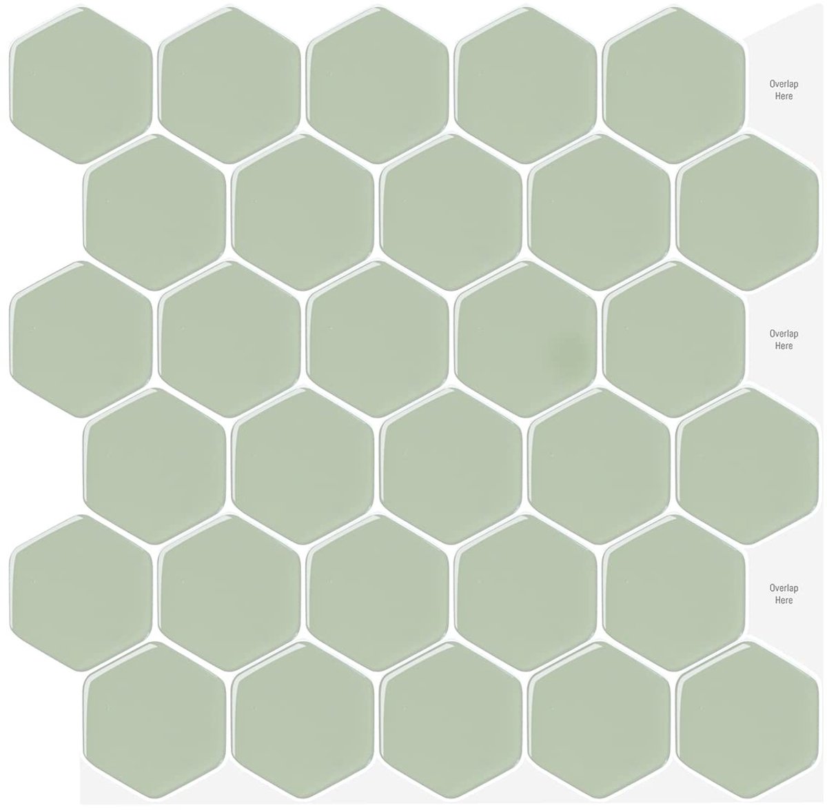 Alwayspon Sage Green 3D Vinyl Mosaïek Wandstickers - Waterdicht en Zelfklevend voor Keuken en Badkamer