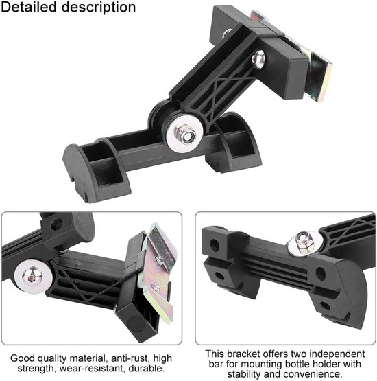 Fietsbidonhouder Adapter - Bidonhouder Fiets - Extra Bidons Meenemen - Bevestiging aan Zadel - 2 Bidons - Zwart — afbeelding 4