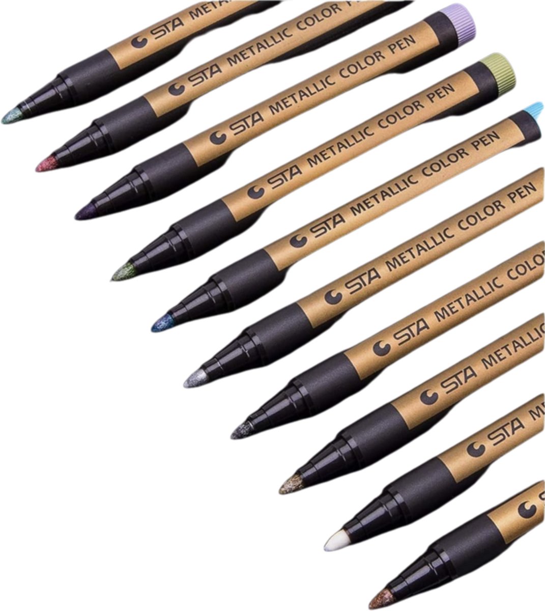 carmdering - Metallic Marker Pens - Glitterstiften - Acrylstiften - Opakke Metallic Kleuren - Medium 2.0mm Punt - Watergedragen Inkt - Zuurvrij En Geurloos - Voor Rots Schilderen En Kaarten - Set Van 10