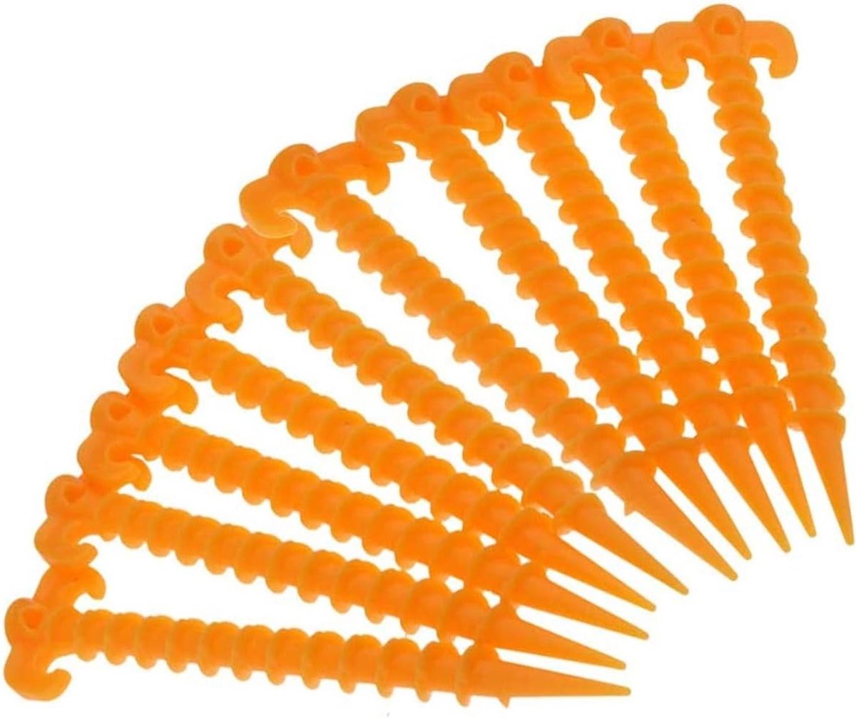 Set van 10 Spiral Tent Pegs voor Camping - Plastic Haringen voor Buitenactiviteiten, Ideaal voor Tentbevestiging en Windbestendigheid