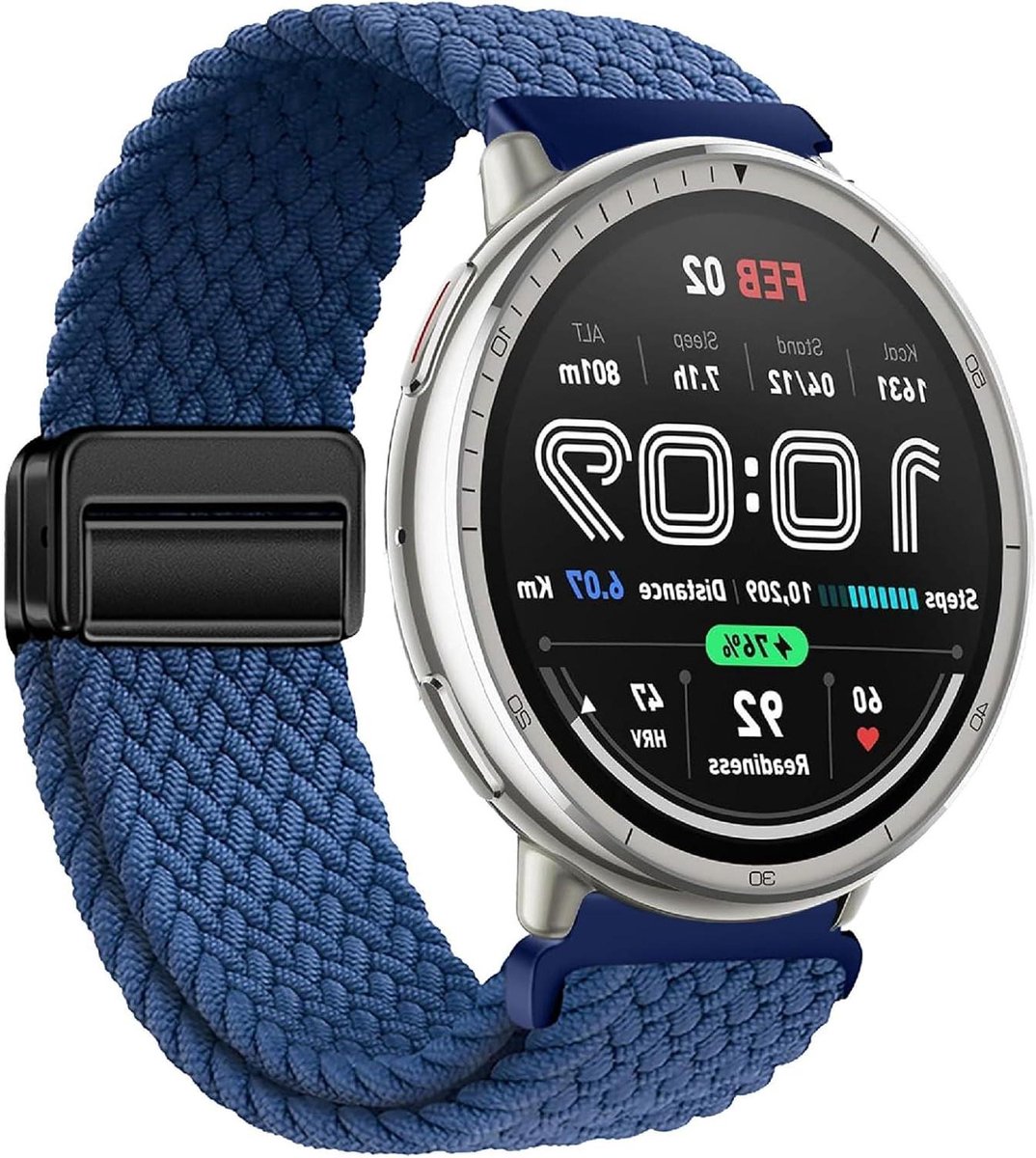 Horlogeband Nylon Gevlochten - Reserveband Smartwatch - Dagelijks Dragen - Uitstekend Ademend Vermogen - 20 g - Blauw