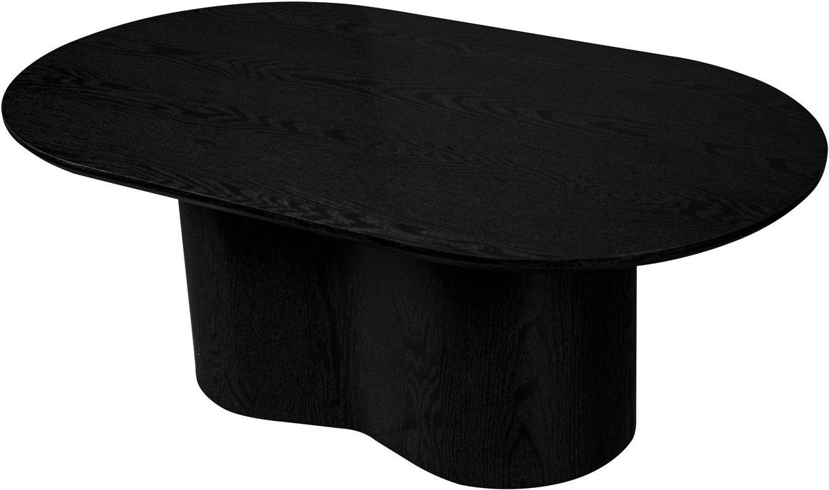 Lizzely Garden & Living Salontafel Japandi ovaal zwart MDF 120cm Rumi bijzettafel Japanse stijl