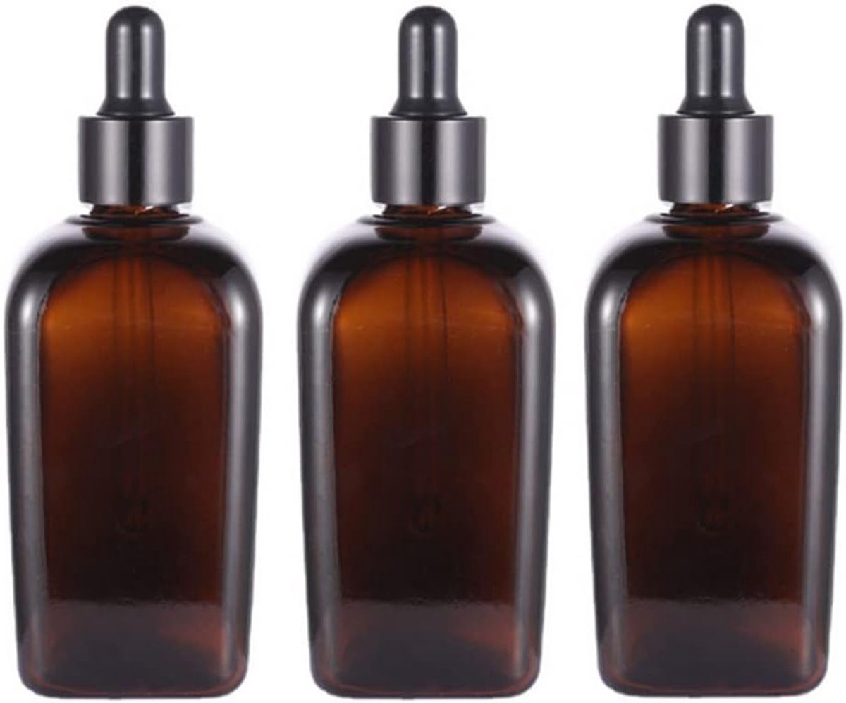 3pcs 100ml 3.5oz Amber Glass Dropper Bottles - Lege Glazen Tinctuur Flacons - Met Glazen O