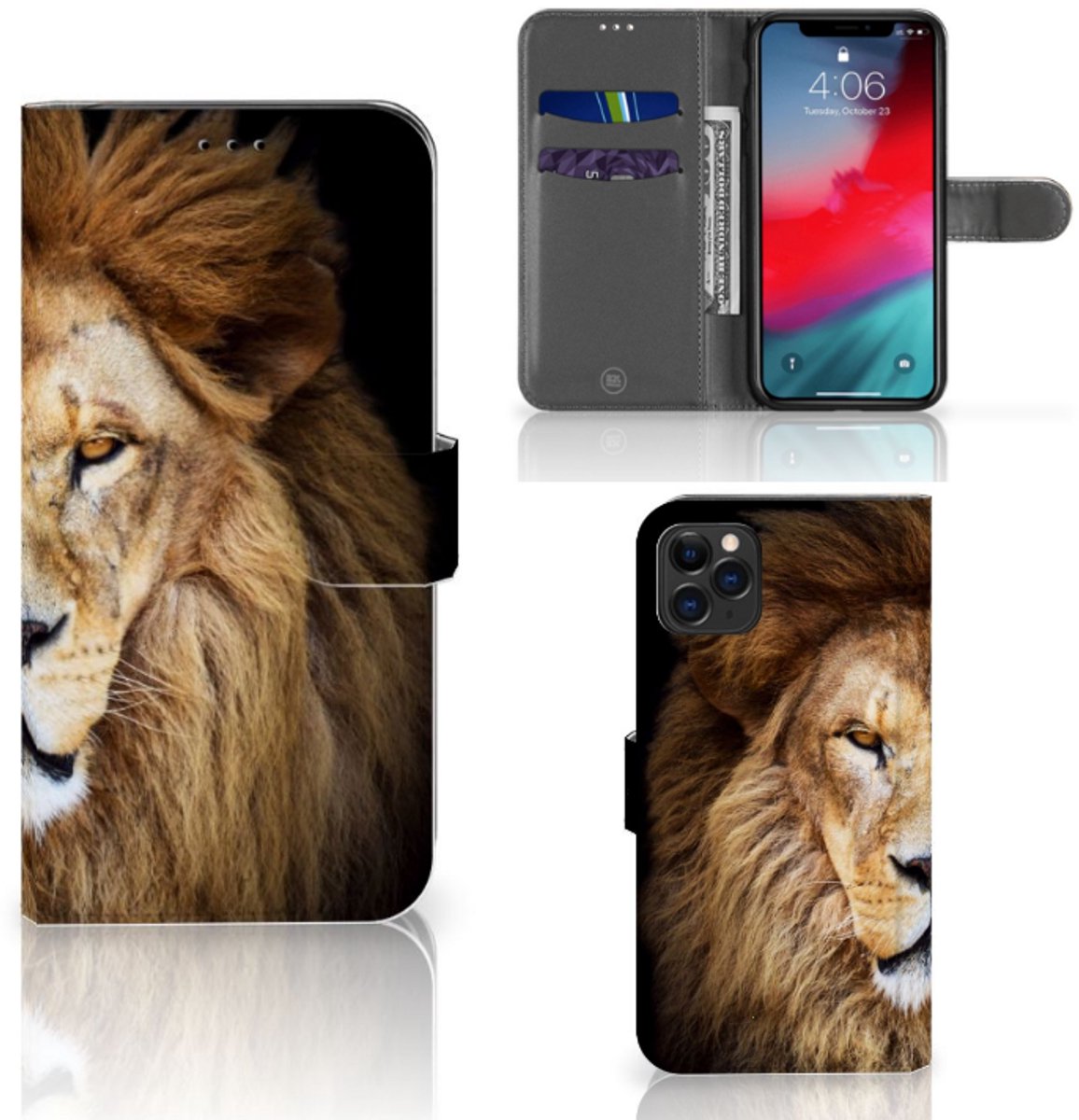 Apple iPhone 11 Pro Max Telefoonhoesje met Pasjes Leeuw