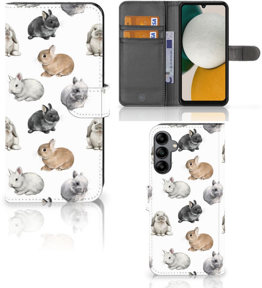 Telefoonhoesje met Pasjes voor Samsung Galaxy A34 Konijntjes