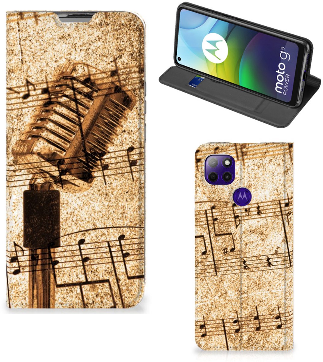 Motorola Moto G9 Power Stand Case Bladmuziek