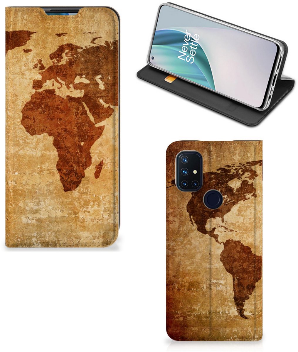 OnePlus Nord N10 5G Book Cover Wereldkaart