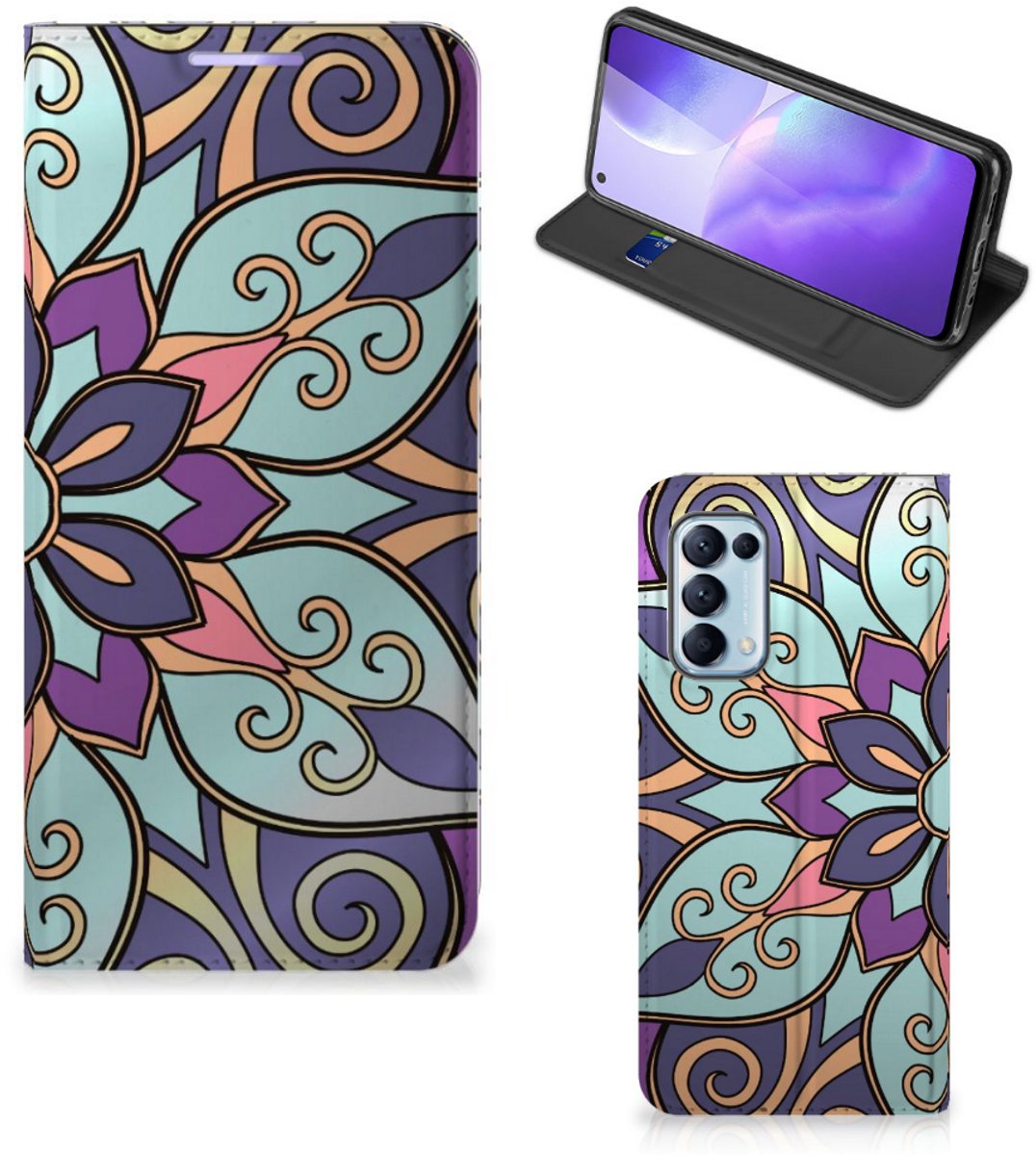 OPPO Find X3 Lite Smart Cover Purple Flower