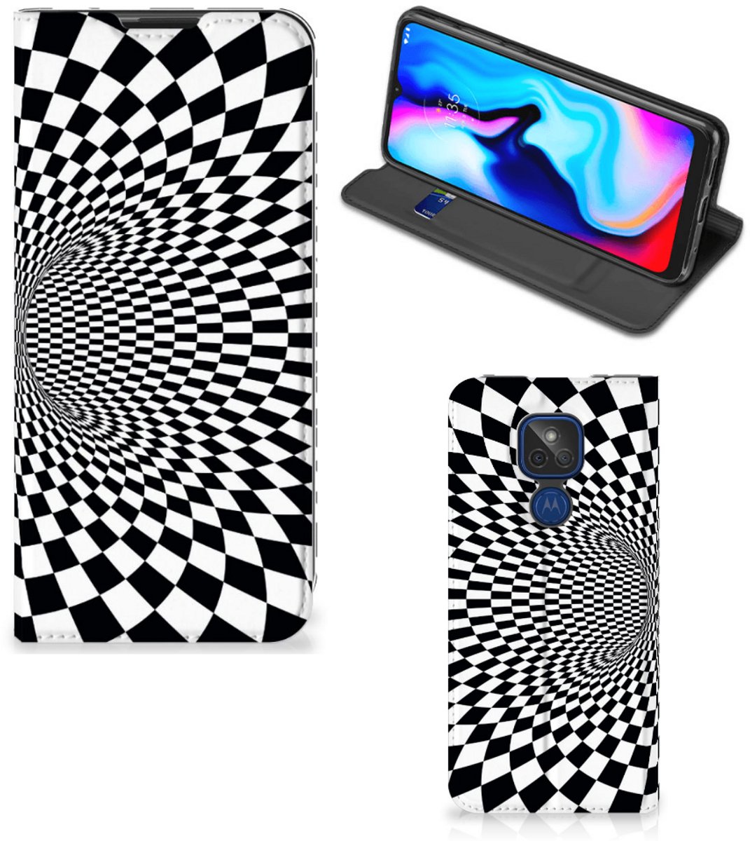 Standcase Hoesje voor Motorola Moto G9 Play Stand Case Illusie