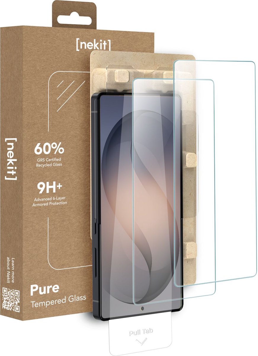 NEKIT Pure - Duo Pack Tempered Glass Geschikt voor Samsung Galaxy S26 Ultra - 9H+ Gehard - GRS Gerecycled Glas - Screen Protector met Installatiebox - Case Friendly