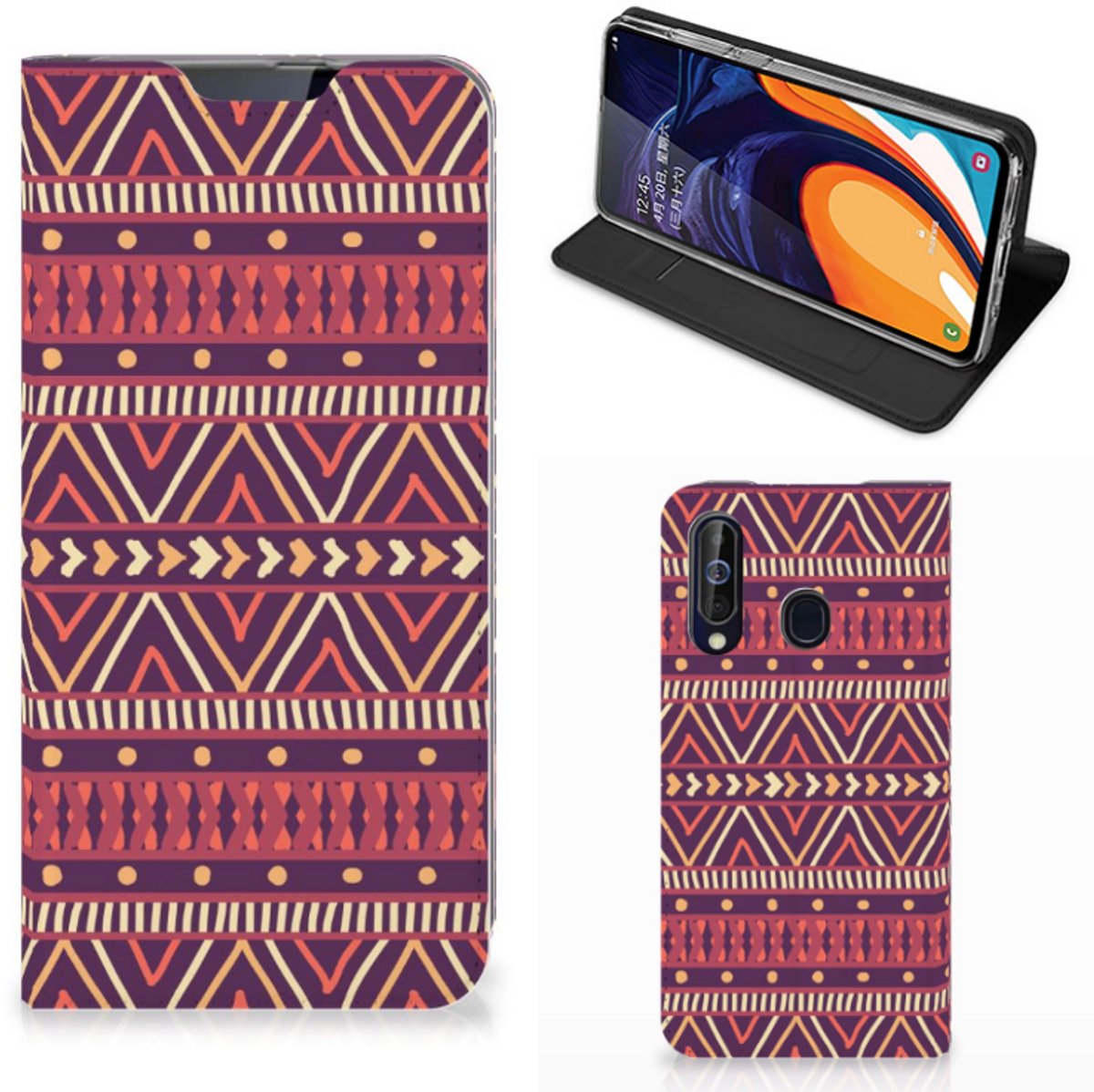 Samsung Galaxy A60 Hoesje met Magneet Aztec Paars