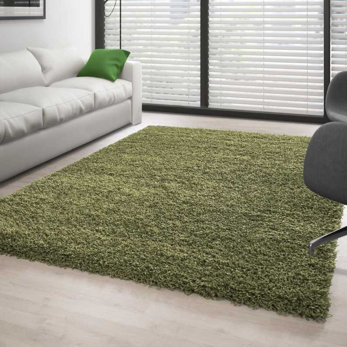 Hoogpolig vloerkleed, effen groen 80x150 cm