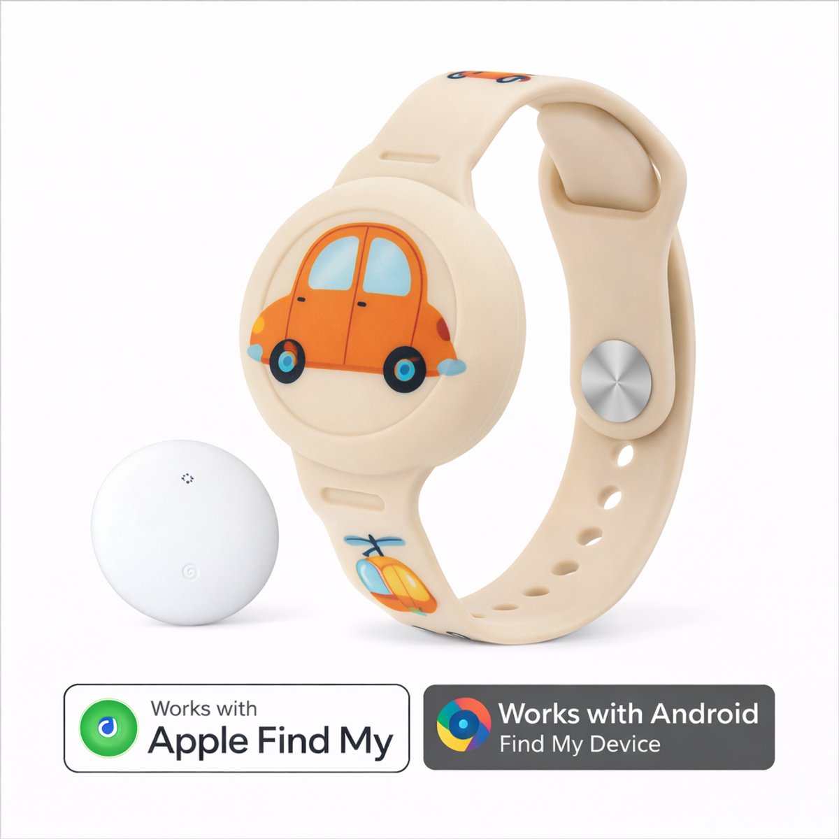 Kinderhorloge - gps armband – werkt met Android Find My Hub - Kinderhorloge met gps - Bluetooth Tracker – Kinderhorloge jongen - Kinderhorloge meisje - Waterdicht – Inclusief tracker - Met geluidssignaal