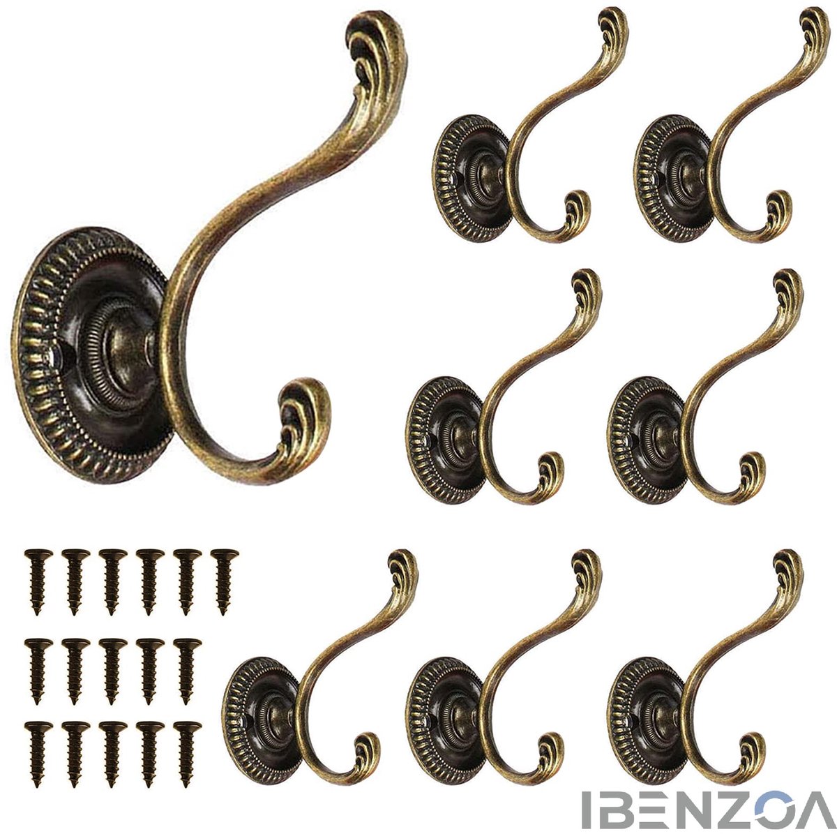 Ibenzoa Garderobehaken - Vintage - Brons - 8 stuks