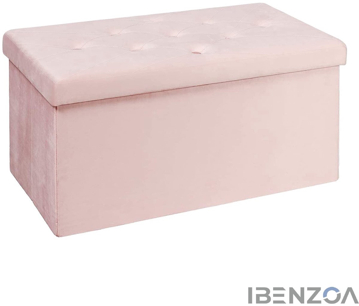 Ibenzoa Zitbank met Opbergruimte - Fluwelen Stof - 80x40x40 cm - Roze