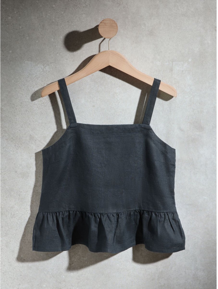 Next - Dames - N. Premium peplumtop van 100% linnen - Blauw