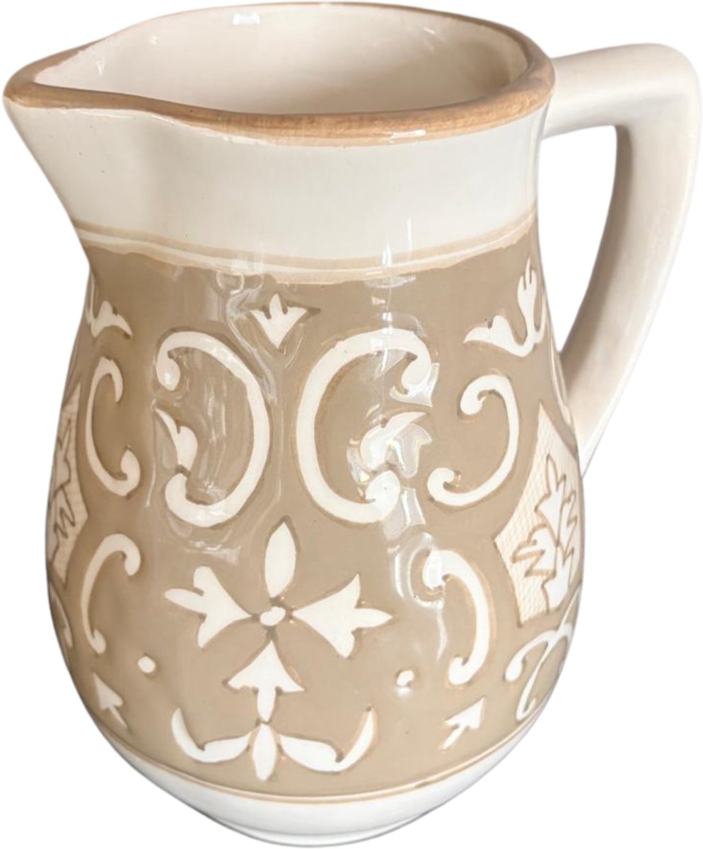 Dishes & Deco Waterkan Nejma Beige 1 liter 17x17 cm - handgemaakt