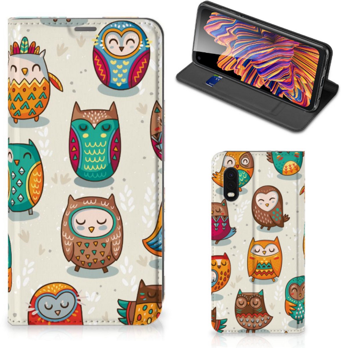 Samsung Xcover Pro Hoesje maken Vrolijke Uilen