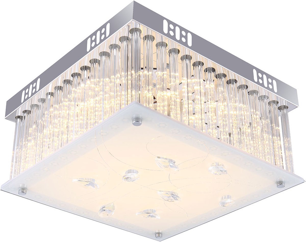 Globo Design LED plafondlamp met kristallen pendel en staven HEIDIR zilver