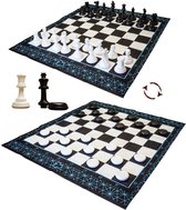 EliteCheckmate - Luxe metalen schaakspel met een groot hardhouten bord