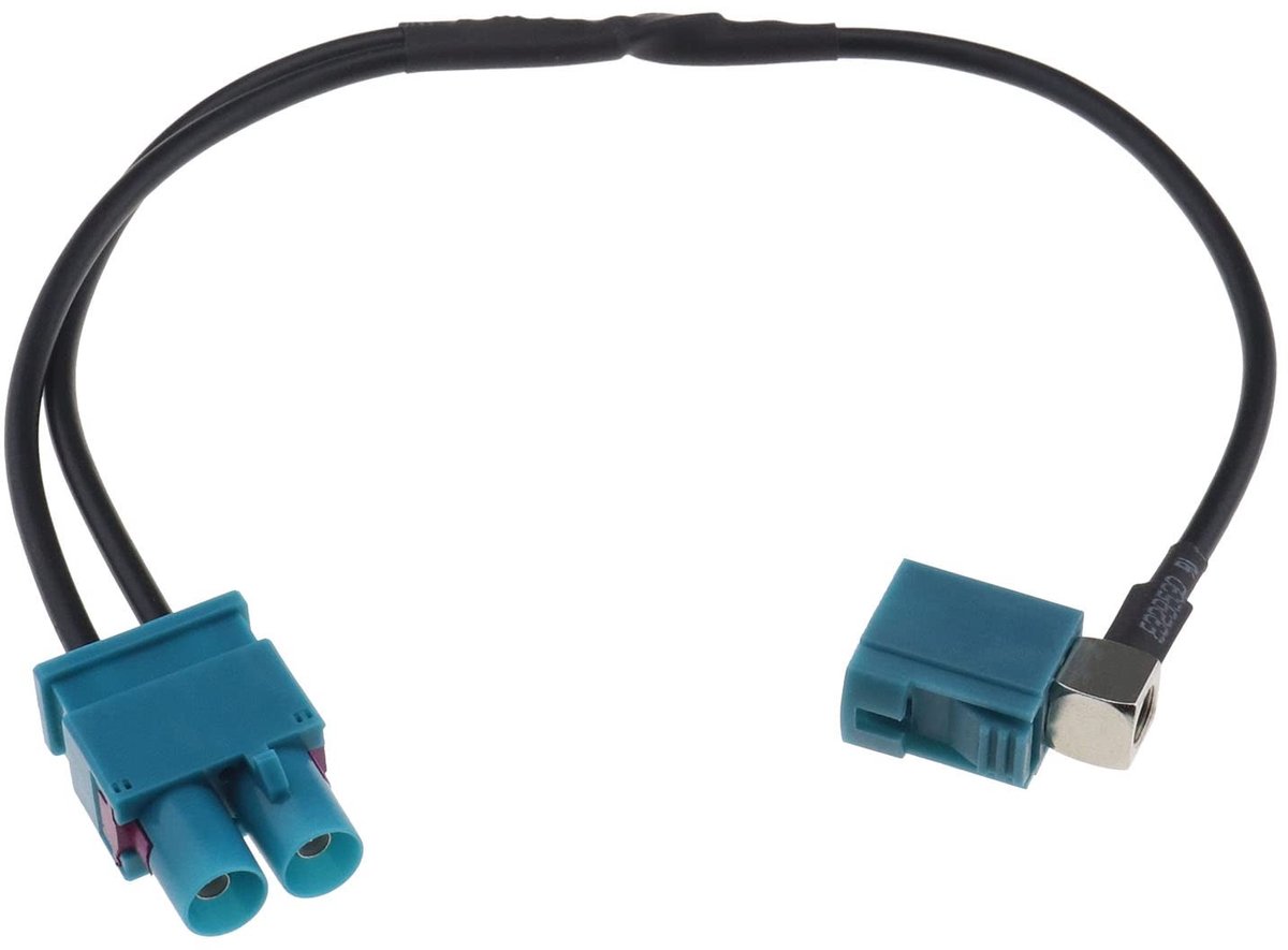 Allecto - Dubbele Fakra Auto Antenne Adapter - Vervanging - 28 cm - Geschikt voor Volkswagen en Skoda - Antenne Stereo FM Navigatie GPS Connector