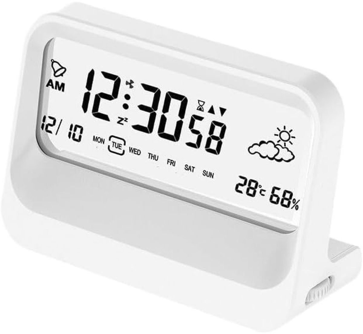 carmdering - Digitale Wekker - Transparante Alarmklok - Bureauklok - Helder LED Scherm - Temperatuur En Vochtigheid - ABS Kunststof - Modern Ontwerp - Gemakkelijk Afleesbaar Voor Senioren - 1 Stuks-wit