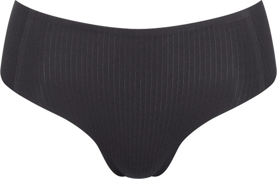 Culotte noire à fines rayures verticales sur fond noir.