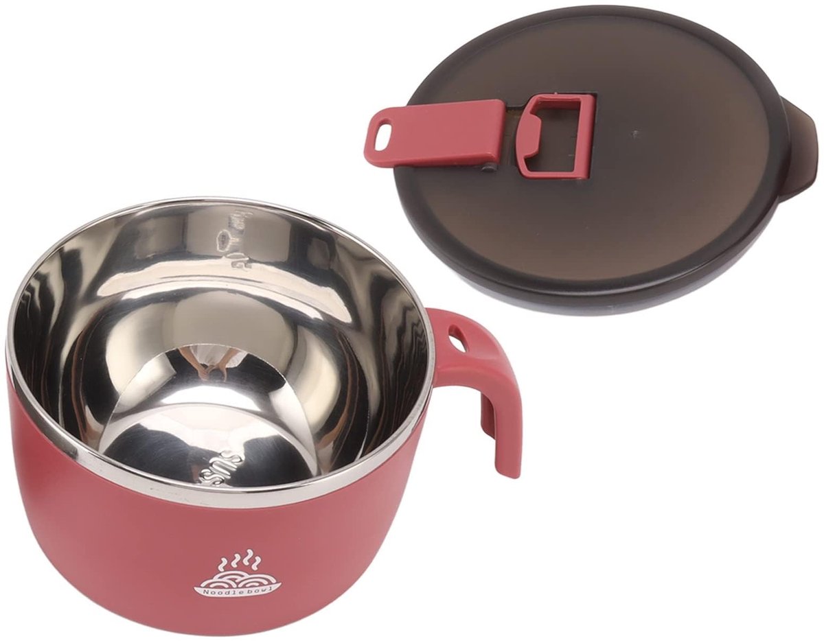 Grote Noedelkom RVS met Deksel en Dubbele Wandisolatie 900ml