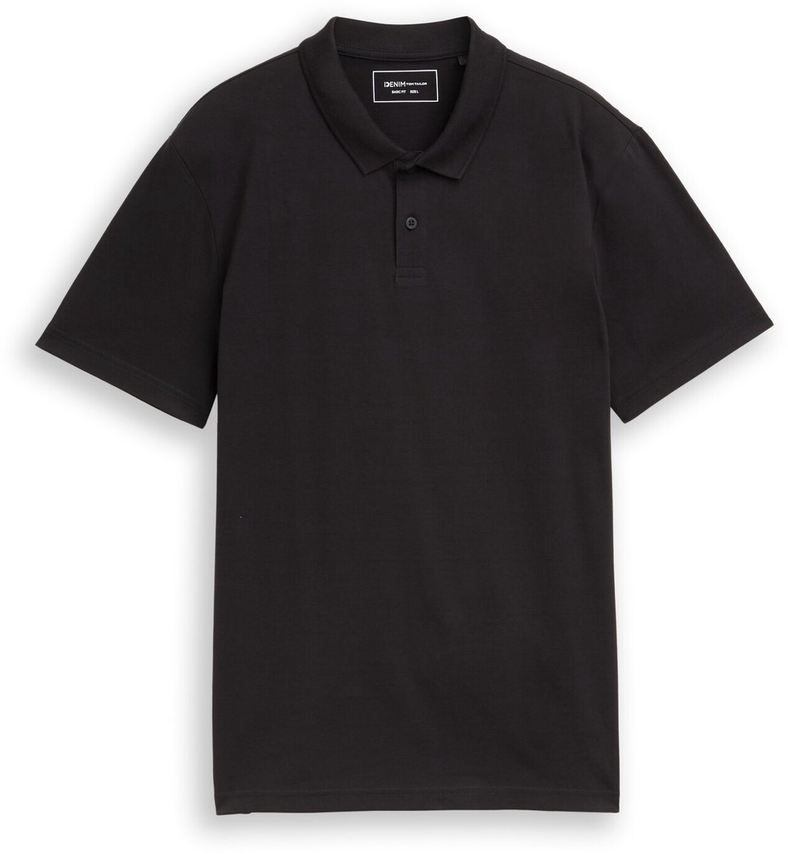 Tom Tailor Denim - Jersey poloshirt van katoen - Maat L - Black