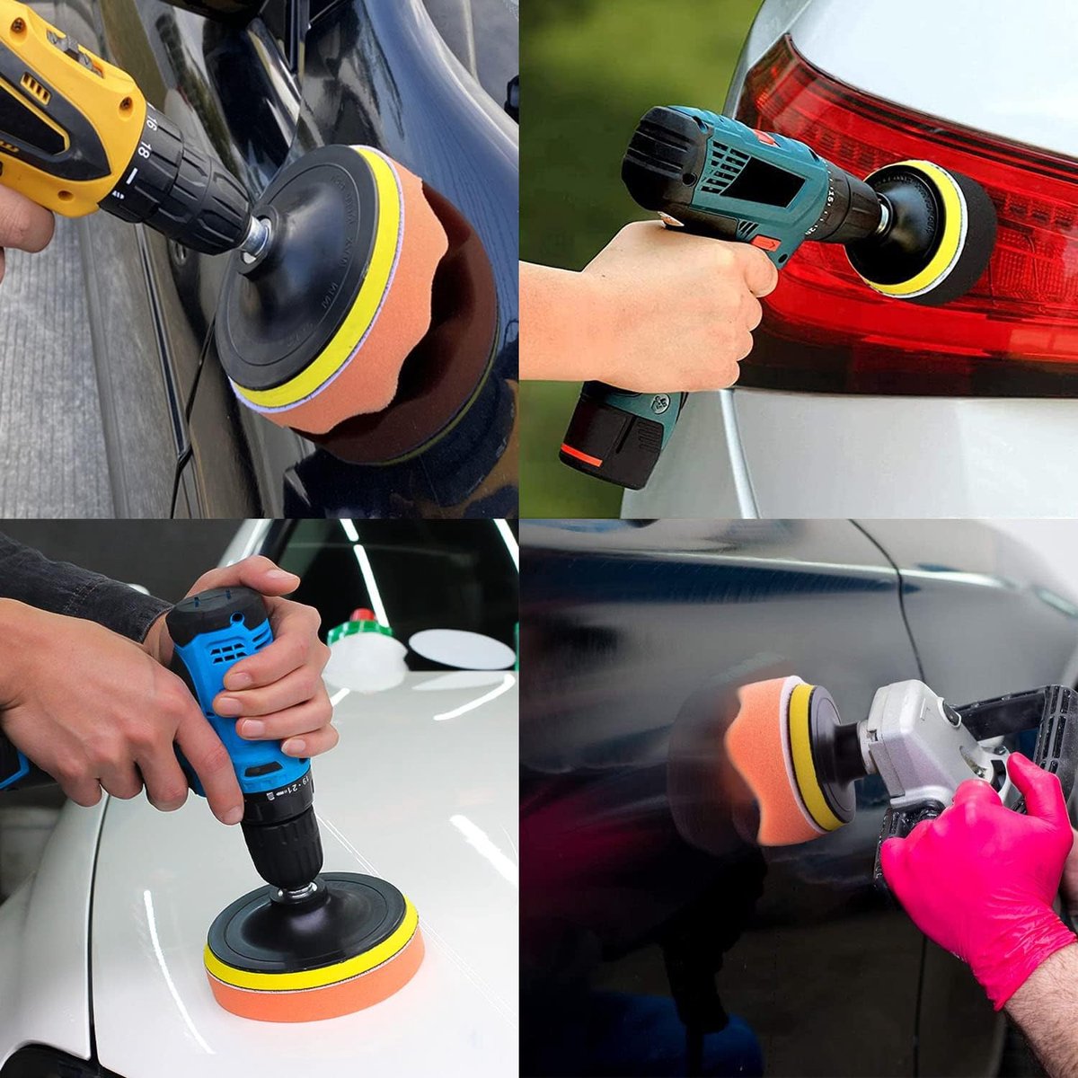 OLOEY 25-delige autopolijstset-inclusief 75 mm sponspolijstschijf-polijsttip voor boormachine-polijstborstel voor slijpmachine en polijstpad met M10-adapter – foto 2