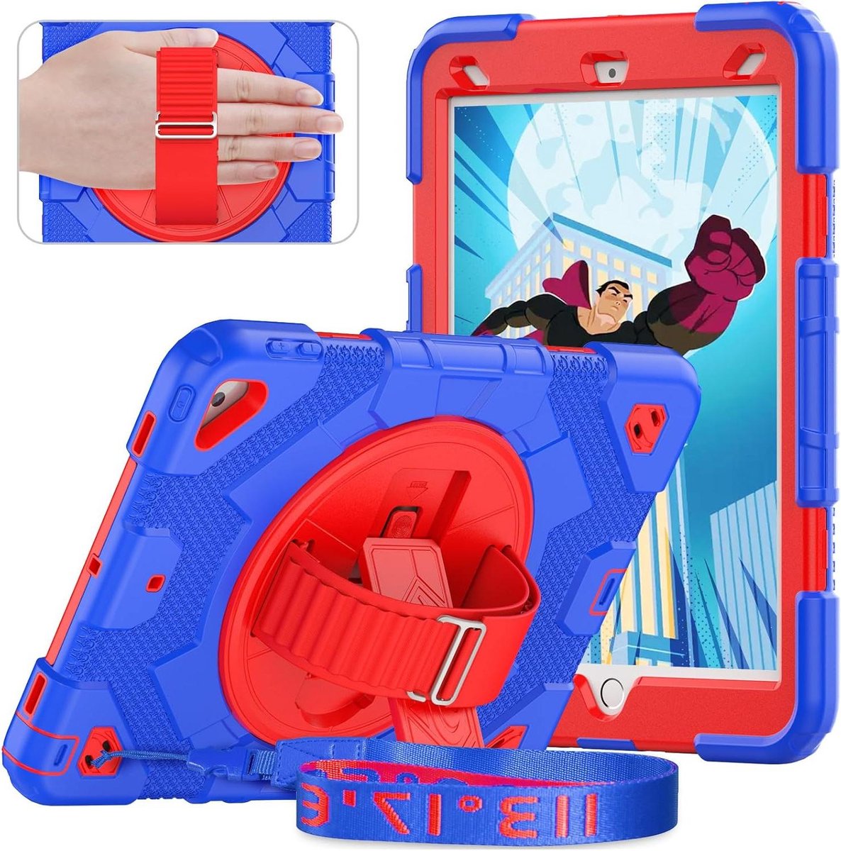 iPad Hoes - Beschermhoes Tablet - Apparaat Beschermen - Met Standaard - 102 inch - Zwart Blauw