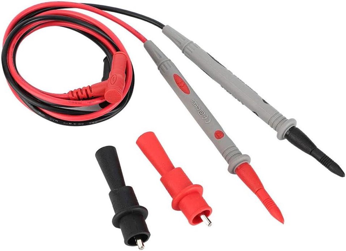Multimeter Meetkabel - Testkabels Sondes - Elektronica Testen - Naaldpunten Krokodillenklem - 1000V 20A - Rood Zwart