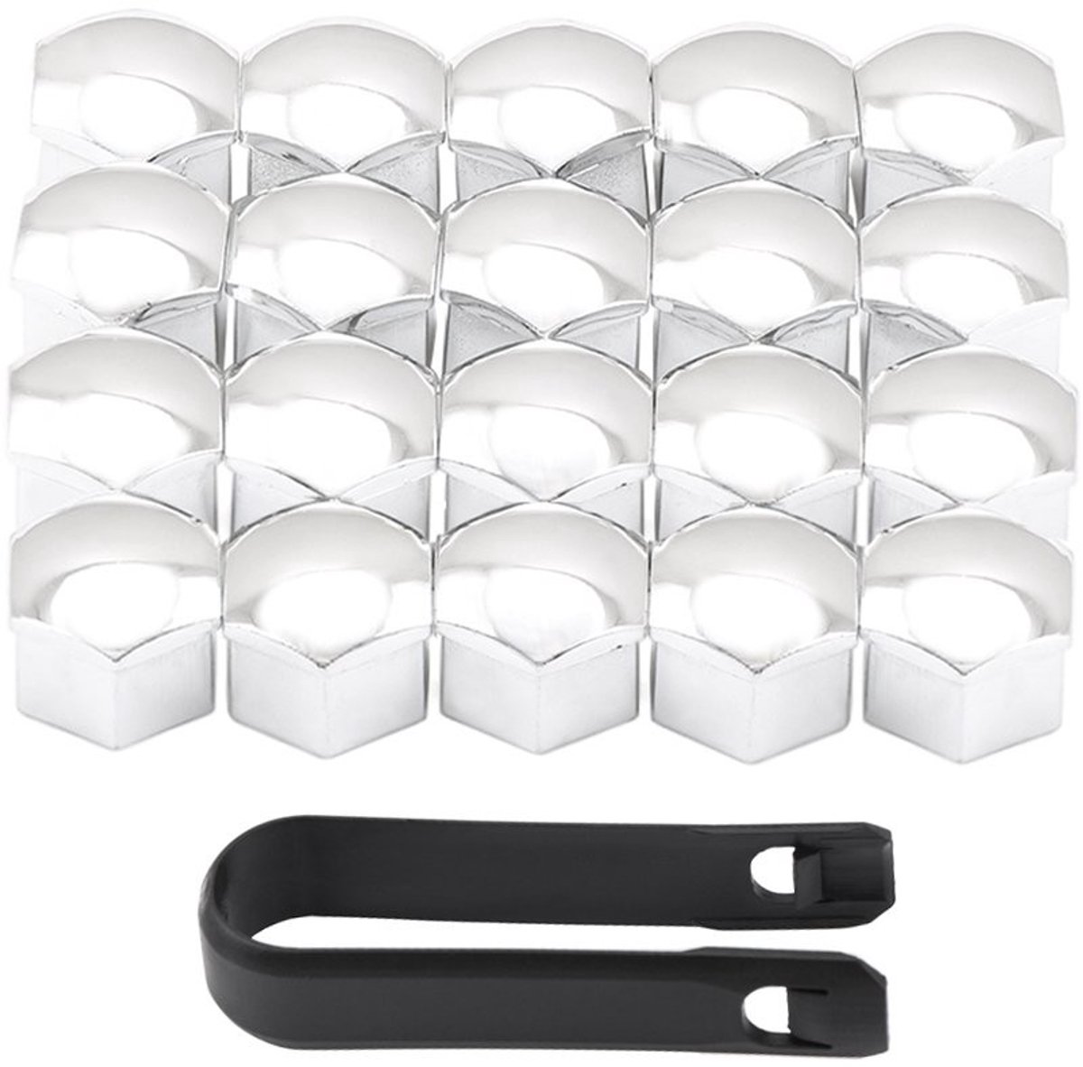 ONF3 - Wheel Bolt Caps - Beschermende Hoedjes - 17 mm - Zilveren Kleur - Decoratieve Caps - Geschikt voor Diverse Auto's