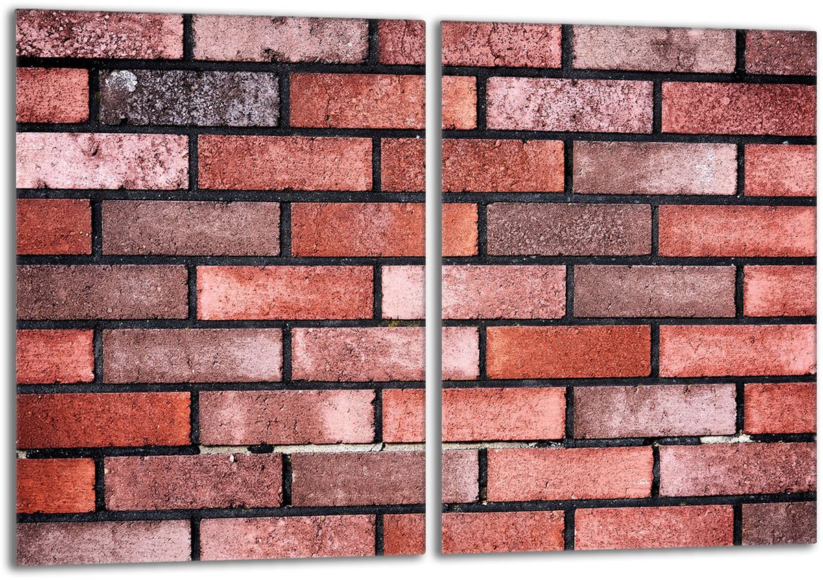 TMK ArtDeko - Beschermplaat Kookplaat - Glas - 2x 40x52 cm - Baksteenontwerp