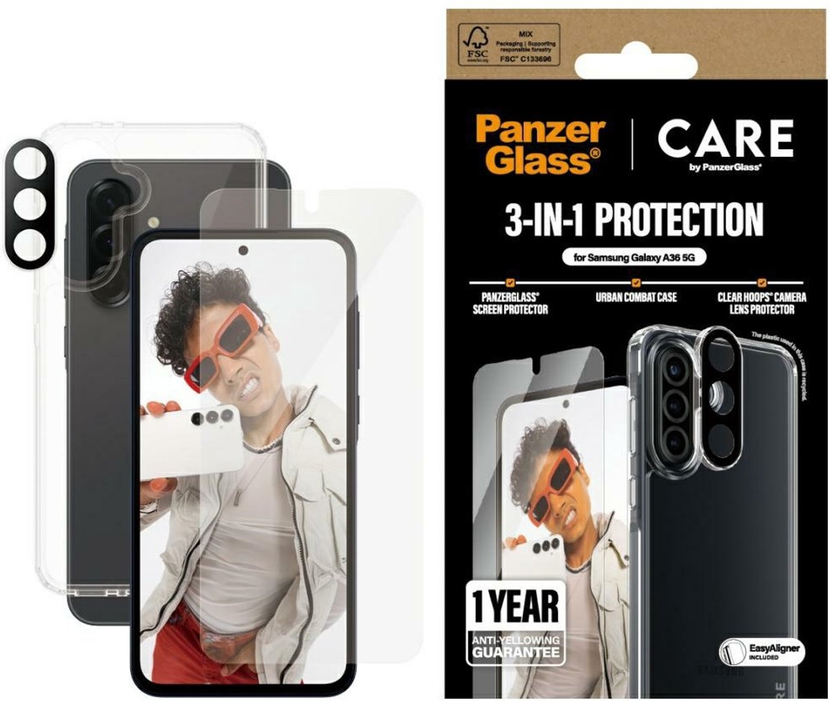 Panzerglass Care Set 3-In-1 Voor Samsung Galaxy A36 5G Scherm- En Lensbescherming