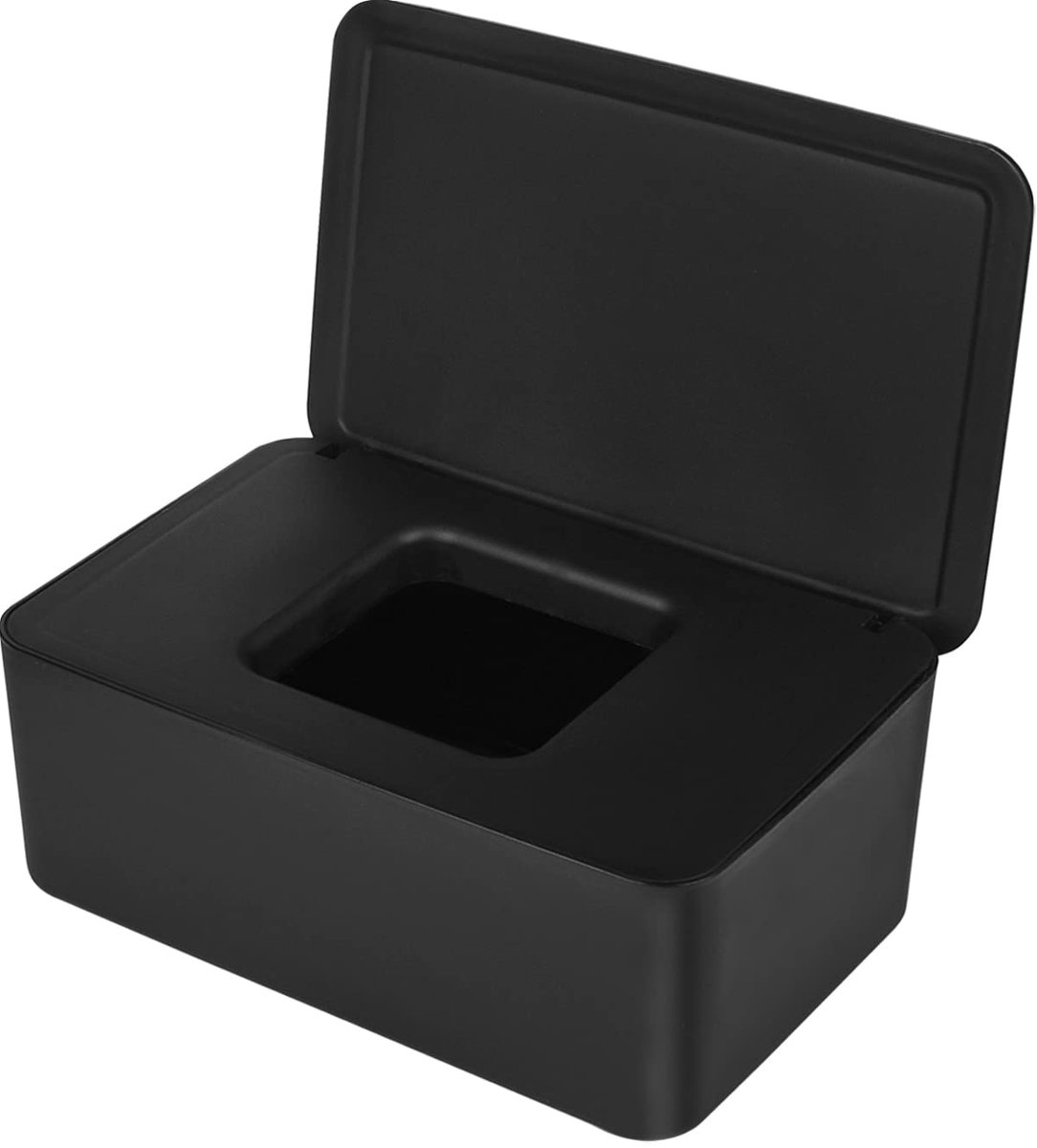 carmdering - Doekjesdispenser - Natte Doekjes Houder - Opbergbox - 18×12×7 cm, PVC, BPA-vrij - Met siliconen afdichtring, antislip voetjes - Houdt doekjes vochtig en stofvrij - Perfect voor thuis, auto en badkamer - Zwart