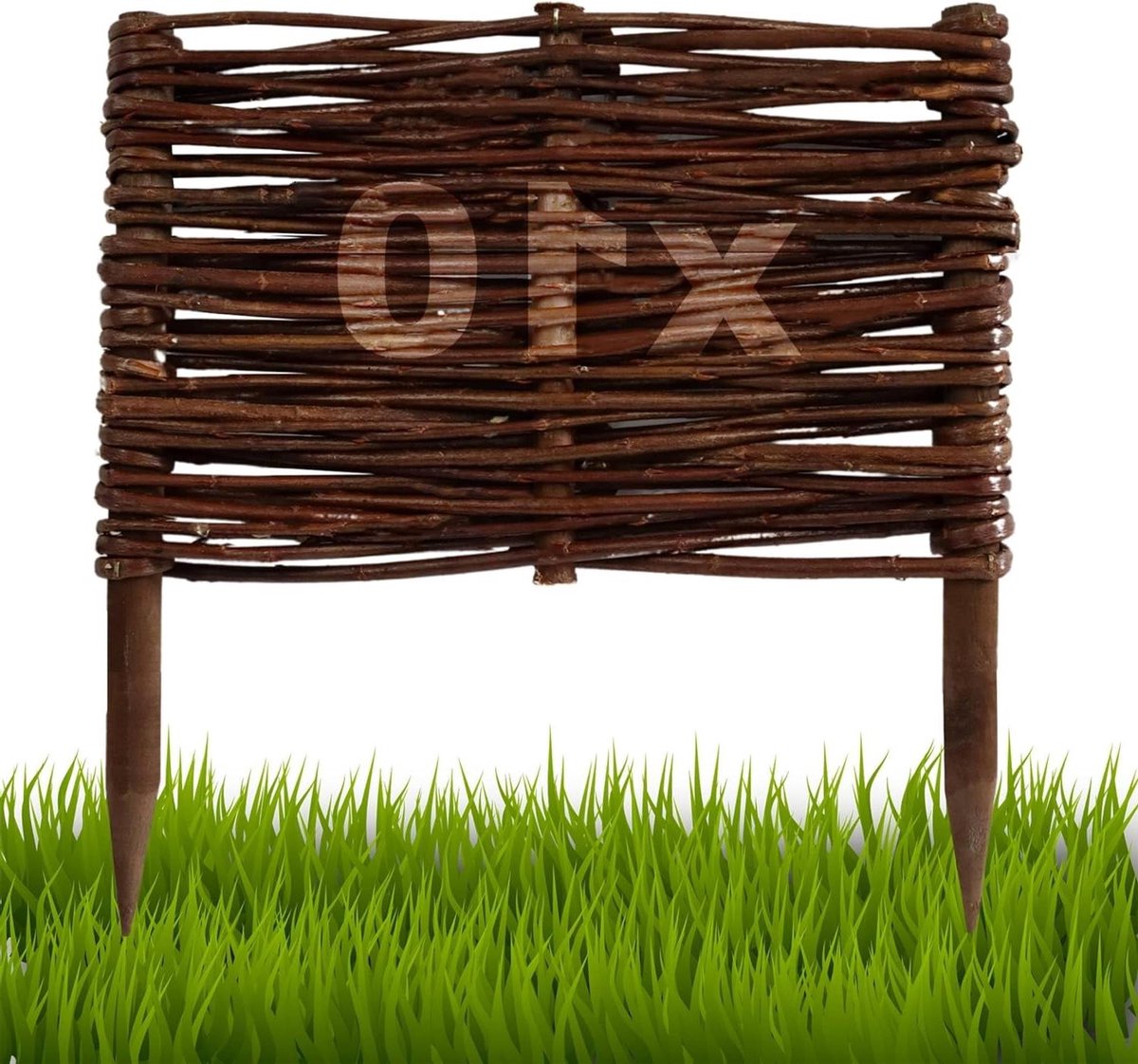 Tuinafboording set - Wilgenhekken gazonrand - Bloembedden afzetten - Handgevlochten natuurlijk materiaal - 10 stuks 20 cm - Bruin