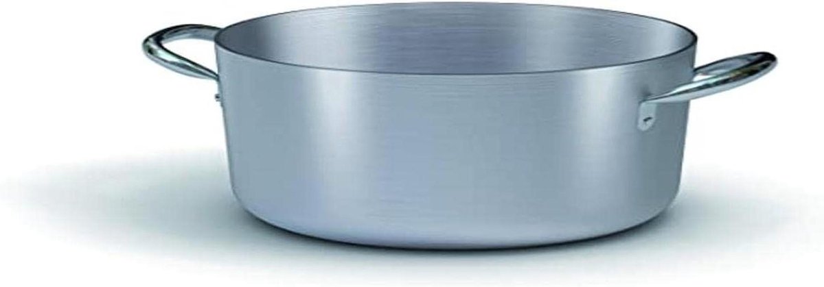 Professionele braadpan - Grote kookpan - Langzaam garen - Aluminium constructie - 36 cm diameter - Grijs
