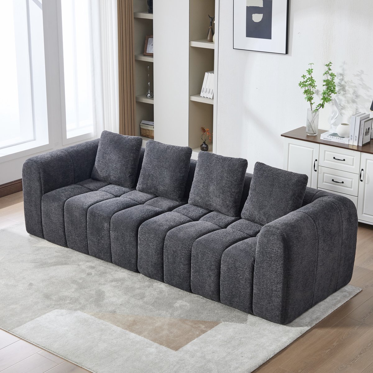 MODFU Modulaire Hoekbank - 2-Delig - Diepe Zitting - Modern - Voor Woonkamer - Stof - Donk