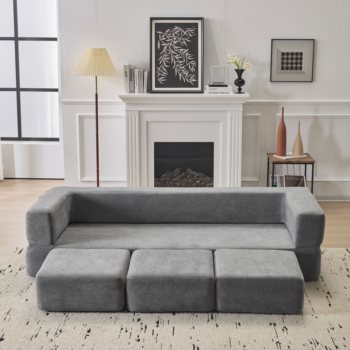MODFU - Modulaire Vloersofa - Omvormbaar En Multifunctioneel - Voor Kleine Ruimtes - Schuim - Grijs