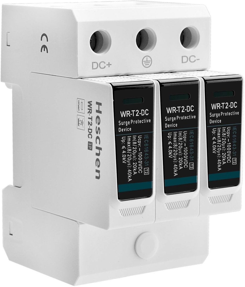 Dailygoody - DC-overspanningsbeveiliging - 1000 VDC - Vuurvast - 3P T2-type - Bescherming tegen overspanning - Geschikt voor PV-systemen
