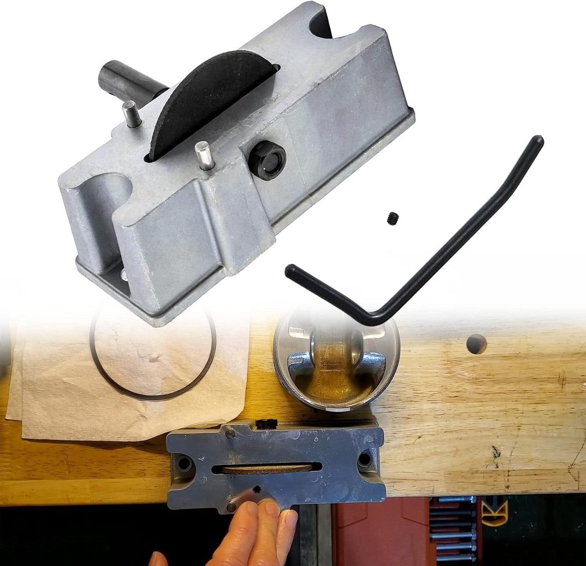 Zuigerveer Filer - Zuigerring Vijl - Motoronderhoud - Handmatig Bedienbaar - 120 Grit - Aluminium