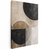 Artaza Tableau sur Toile Cercles Abstraits - Minimaliste - Noir et Beige - 90x120 cm - Grand - Décoration Murale Salon - Tableaux - Décoration Murale